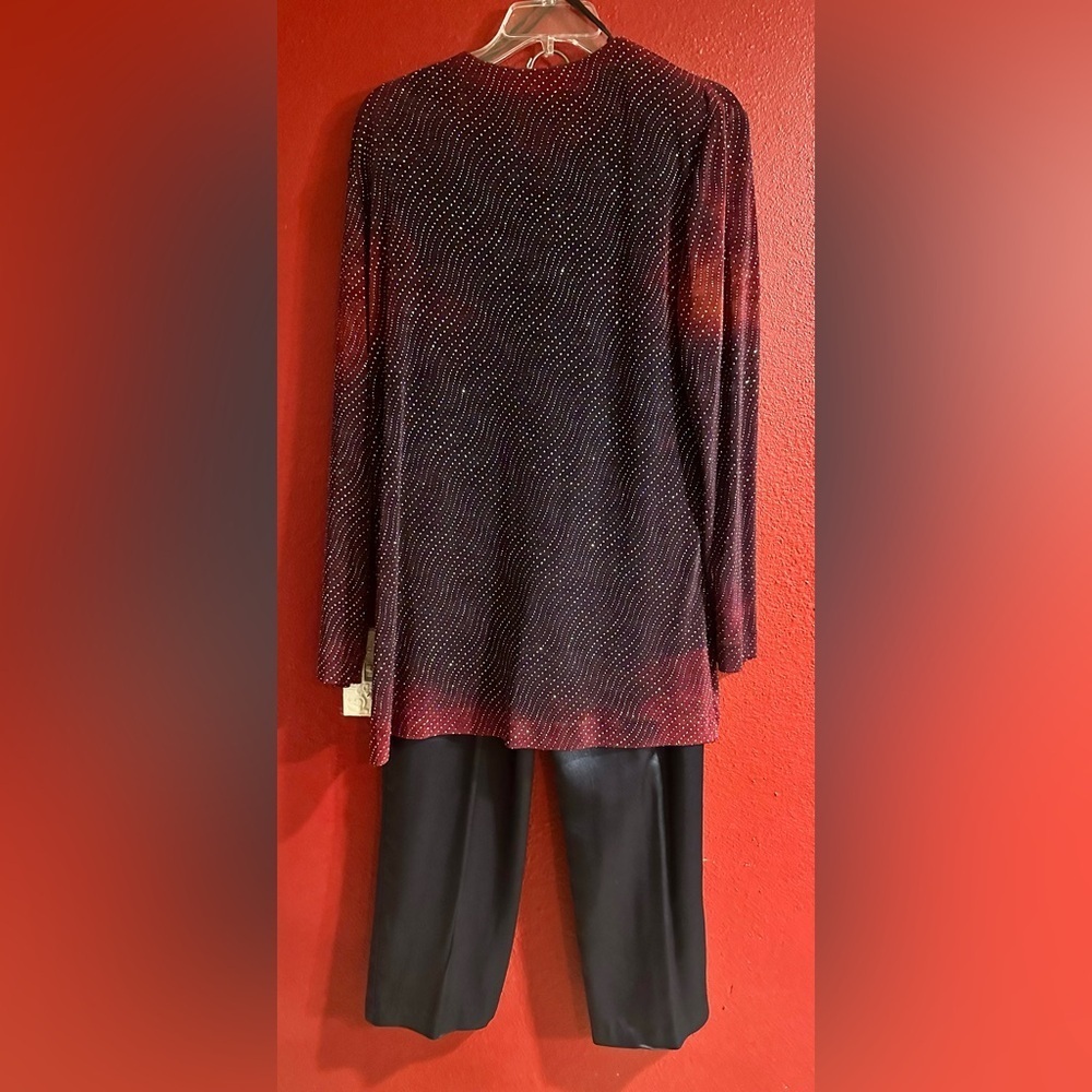 R&M Richards by Karen Kwong 2-Piece Pant Set Size 12 Glitter Top Evening Outfit - Picture 11 of 16